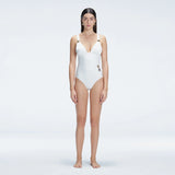 Marina White V Neck Swimsuit | Moeva | One-Piece | Each week unveils new pieces—luxury swimwear, fluid resort silhouettes, and elevated summer-to-evening essentials designed to carry you from coastal escapes to city nights.