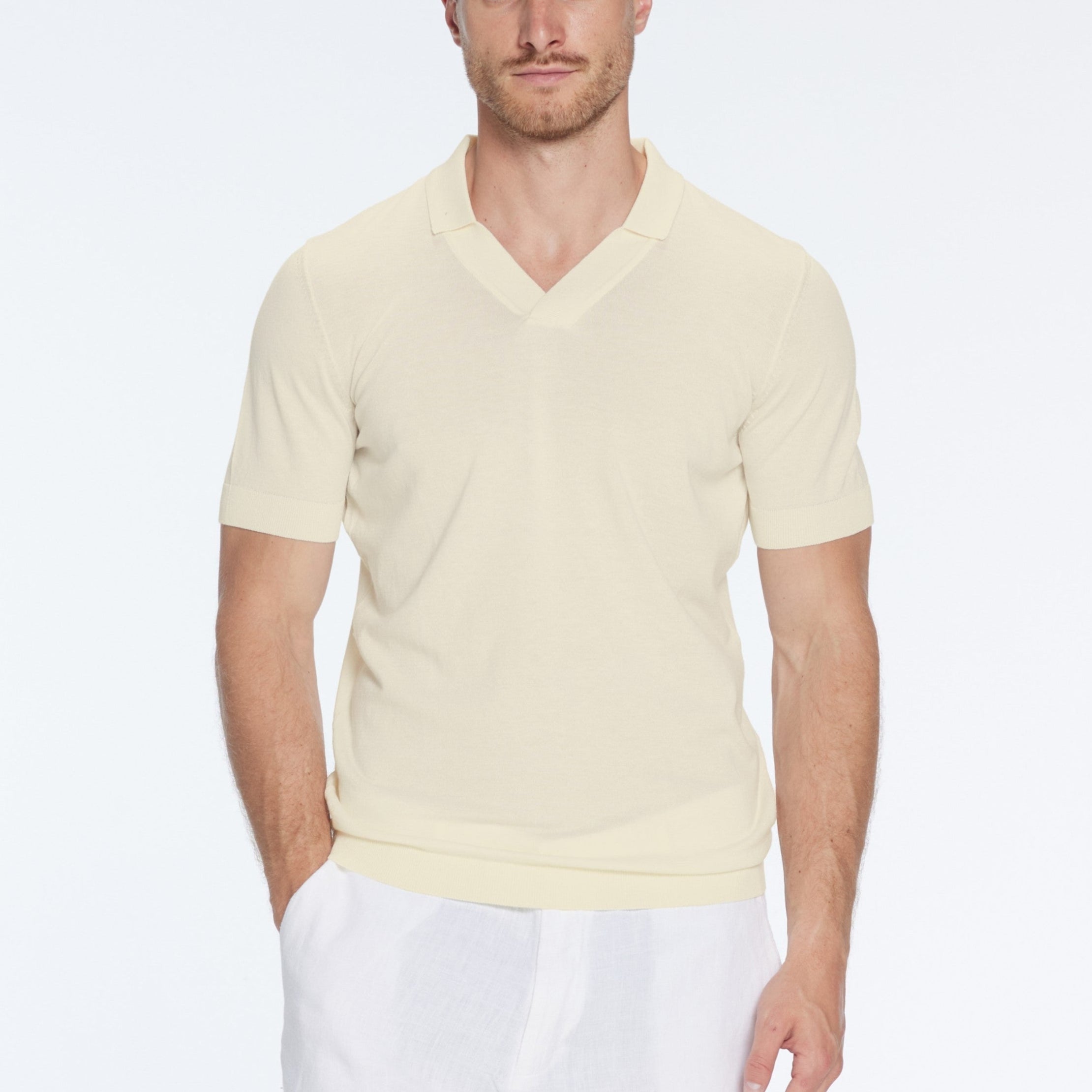 Mark Yellow Polo Cotton V-Neck Polo T-Shirt | Moeva | T-Shirt | Each week unveils new pieces—luxury swimwear, fluid resort silhouettes, and elevated summer-to-evening essentials designed to carry you from coastal escapes to city nights.
