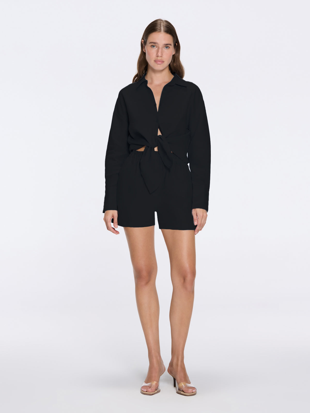 Hanson Shirt and Masha Shorts Black Set | Moeva | Set | Each week unveils new pieces—luxury swimwear, fluid resort silhouettes, and elevated summer-to-evening essentials designed to carry you from coastal escapes to city nights.
