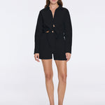 Hanson Black Long Sleeve Linen Tie Front Shirt | Moeva | Shirt | Each week unveils new pieces—luxury swimwear, fluid resort silhouettes, and elevated summer-to-evening essentials designed to carry you from coastal escapes to city nights.
