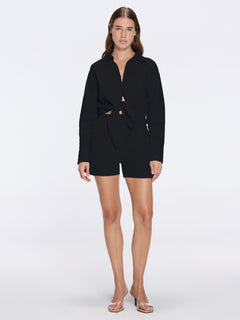 Masha Black Linen Short | Moeva | Shorts | Each week unveils new pieces—luxury swimwear, fluid resort silhouettes, and elevated summer-to-evening essentials designed to carry you from coastal escapes to city nights.