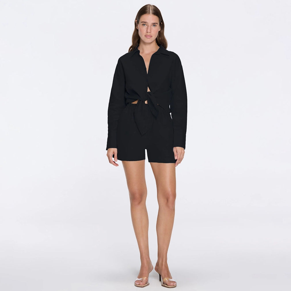 Hanson Shirt and Masha Shorts Black Set | Moeva | Set | Each week unveils new pieces—luxury swimwear, fluid resort silhouettes, and elevated summer-to-evening essentials designed to carry you from coastal escapes to city nights.