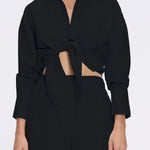 Hanson Black Long Sleeve Linen Tie Front Shirt | Moeva | Shirt | Each week unveils new pieces—luxury swimwear, fluid resort silhouettes, and elevated summer-to-evening essentials designed to carry you from coastal escapes to city nights.
