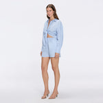 Hanson Shirt and Masha Shorts Baby Blue Set | Moeva | Set | Each week unveils new pieces—luxury swimwear, fluid resort silhouettes, and elevated summer-to-evening essentials designed to carry you from coastal escapes to city nights.