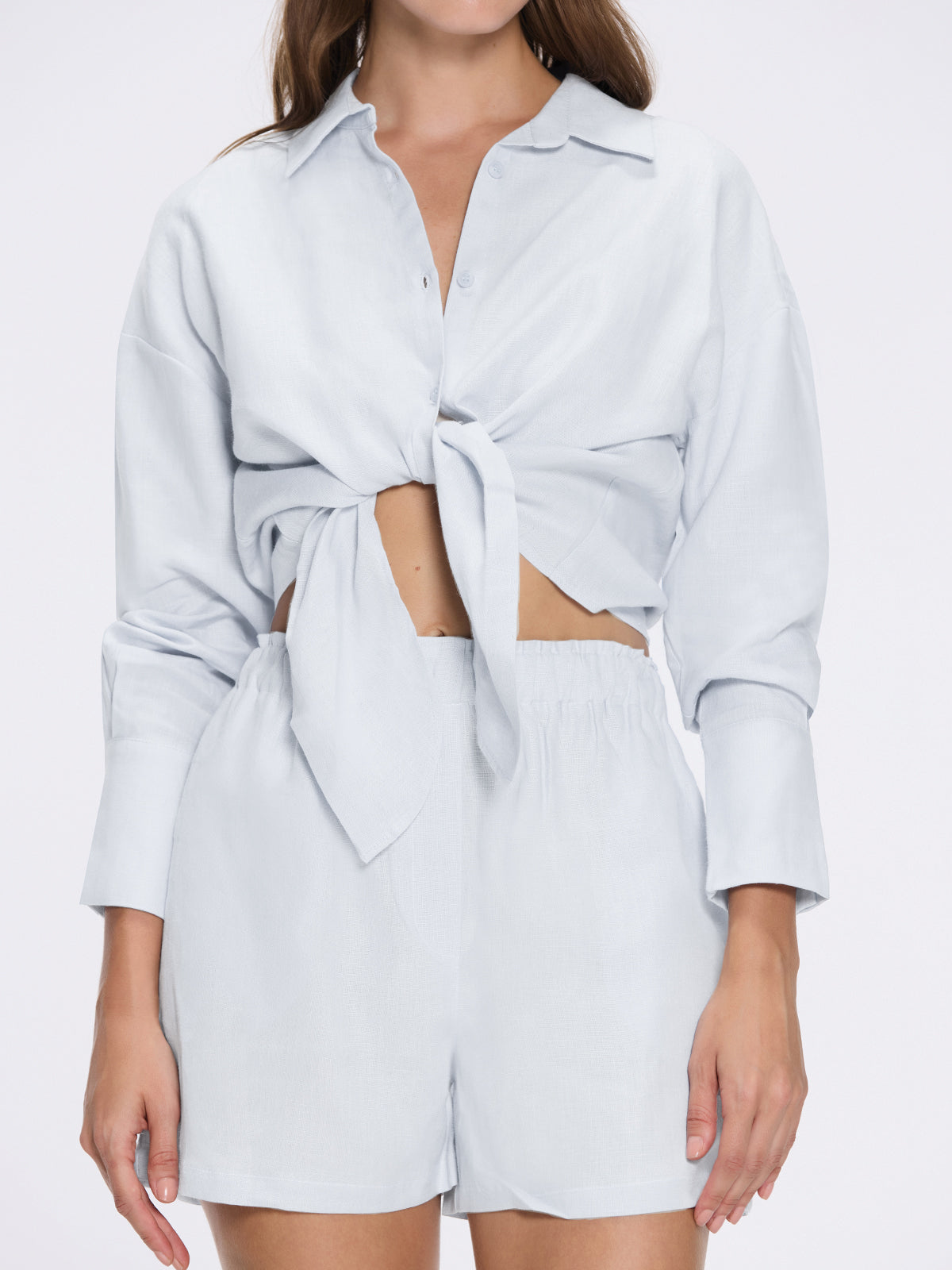 Masha White Linen Short | Moeva | Shorts | Each week unveils new pieces—luxury swimwear, fluid resort silhouettes, and elevated summer-to-evening essentials designed to carry you from coastal escapes to city nights.