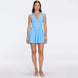 Meditara Blue Knit Mini Dress with Flared Skirt and Gold Button Details | Moeva | RTW Dresses | Each week unveils new pieces—luxury swimwear, fluid resort silhouettes, and elevated summer-to-evening essentials designed to carry you from coastal escapes to city nights.