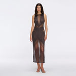 Nerida Black Mesh Knit Ankle-Length Dress with Fringe Details | Moeva | Dress | Each week unveils new pieces—luxury swimwear, fluid resort silhouettes, and elevated summer-to-evening essentials designed to carry you from coastal escapes to city nights.