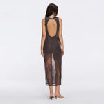 Nerida Black Mesh Knit Ankle-Length Dress with Fringe Details | Moeva | Dress | Each week unveils new pieces—luxury swimwear, fluid resort silhouettes, and elevated summer-to-evening essentials designed to carry you from coastal escapes to city nights.