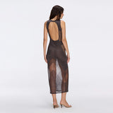 Nerida Black Mesh Knit Ankle-Length Dress with Fringe Details | Moeva | Dress | Each week unveils new pieces—luxury swimwear, fluid resort silhouettes, and elevated summer-to-evening essentials designed to carry you from coastal escapes to city nights.