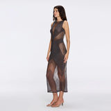Nerida Black Mesh Knit Ankle-Length Dress with Fringe Details | Moeva | Dress | Each week unveils new pieces—luxury swimwear, fluid resort silhouettes, and elevated summer-to-evening essentials designed to carry you from coastal escapes to city nights.