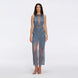 Nerida Blue Mesh Knit Ankle-Length Dress with Fringe Details | Moeva | Dress | Each week unveils new pieces—luxury swimwear, fluid resort silhouettes, and elevated summer-to-evening essentials designed to carry you from coastal escapes to city nights.