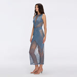 Nerida Blue Mesh Knit Ankle-Length Dress with Fringe Details | Moeva | Dress | Each week unveils new pieces—luxury swimwear, fluid resort silhouettes, and elevated summer-to-evening essentials designed to carry you from coastal escapes to city nights.