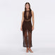 Nerida Brown Mesh Knit Ankle-Length Dress with Fringe Details | Moeva | Dress | Each week unveils new pieces—luxury swimwear, fluid resort silhouettes, and elevated summer-to-evening essentials designed to carry you from coastal escapes to city nights.