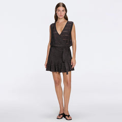 Menton Black Metallic Sheer Knit V neck Mini Dress | Moeva | Dress | Each week unveils new pieces—luxury swimwear, fluid resort silhouettes, and elevated summer-to-evening essentials designed to carry you from coastal escapes to city nights.