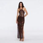 Mercantour Metallic Knit High-Waist Maxi Brown Skirt | Moeva | Skirt | Each week unveils new pieces—luxury swimwear, fluid resort silhouettes, and elevated summer-to-evening essentials designed to carry you from coastal escapes to city nights.