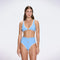 Merrin Blue-White V Neck High Waist Textured Bikini Set | Moeva | Bikini Sets | Each week unveils new pieces—luxury swimwear, fluid resort silhouettes, and elevated summer-to-evening essentials designed to carry you from coastal escapes to city nights.
