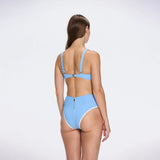 Merrin Baby Blue-White High Waist Buttoned Bikini Bottom | Moeva | Bikini Bottom | Each week unveils new pieces—luxury swimwear, fluid resort silhouettes, and elevated summer-to-evening essentials designed to carry you from coastal escapes to city nights.