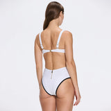 Merrin White-Black High Waist Buttoned Bikini Bottom | Moeva | Bikini Bottom | Each week unveils new pieces—luxury swimwear, fluid resort silhouettes, and elevated summer-to-evening essentials designed to carry you from coastal escapes to city nights.