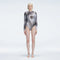 Mireya Black Optical Long Sleeve Bodysuit | Moeva | One-Piece | Each week unveils new pieces—luxury swimwear, fluid resort silhouettes, and elevated summer-to-evening essentials designed to carry you from coastal escapes to city nights.