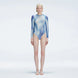 Mireya Blue Optical Long Sleeve Bodysuit | Moeva | One-Piece | Each week unveils new pieces—luxury swimwear, fluid resort silhouettes, and elevated summer-to-evening essentials designed to carry you from coastal escapes to city nights.