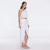 Monroe & Alani Fringe Asymmetric Knit White Set | Moeva | | Each week unveils new pieces—luxury swimwear, fluid resort silhouettes, and elevated summer-to-evening essentials designed to carry you from coastal escapes to city nights.
