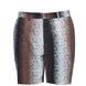 Dominic Black Degraded Shorts laid flat, highlighting the part-elasticated waistband and button front closure.
