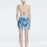 "back view of the printed fabric on the Evita Blue Sarong, emphasizing its elegant design