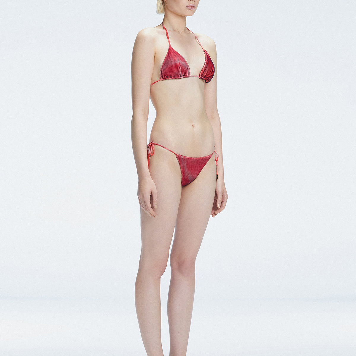 Hermione Red Triangle Side Tie 3D Bikini Set | Moeva | Bikini Set | Each week unveils new pieces—luxury swimwear, fluid resort silhouettes, and elevated summer-to-evening essentials designed to carry you from coastal escapes to city nights.