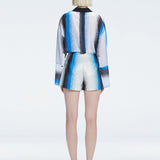 "Back view of the Janine Blue Degraded Shirt, highlighting its clean lines and stylish design.