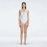 Zephyrine White Bandeau Swimsuit | Moeva | One-Piece | Each week unveils new pieces—luxury swimwear, fluid resort silhouettes, and elevated summer-to-evening essentials designed to carry you from coastal escapes to city nights.