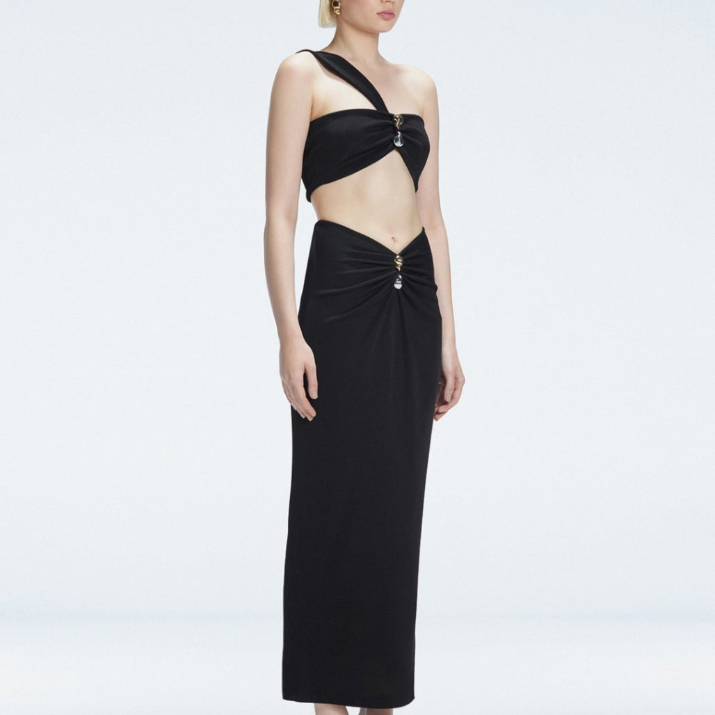 Lane Black Textured One Shoulder Crop Top | Moeva | Crop Top | Each week unveils new pieces—luxury swimwear, fluid resort silhouettes, and elevated summer-to-evening essentials designed to carry you from coastal escapes to city nights.