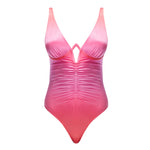 "Emma Gradient Swimsuit laid flat, showcasing the underwire design, ruched detailing, and premium Italian fabric."
