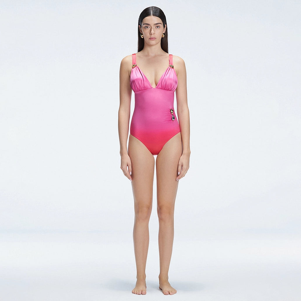 Marina Gradient V Neck Swimsuit | Moeva | Swimsuit | Each week unveils new pieces—luxury swimwear, fluid resort silhouettes, and elevated summer-to-evening essentials designed to carry you from coastal escapes to city nights.