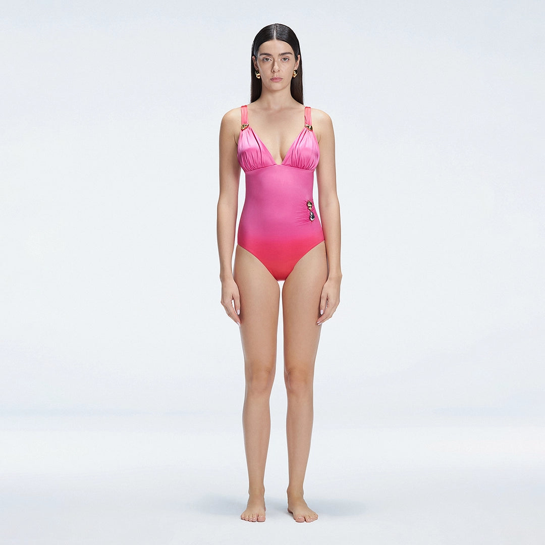 Marina Gradient V Neck Swimsuit | Moeva | One-Piece | Each week unveils new pieces—luxury swimwear, fluid resort silhouettes, and elevated summer-to-evening essentials designed to carry you from coastal escapes to city nights.