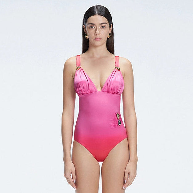 Marina Gradient V Neck Swimsuit | Moeva | Swimsuit | Each week unveils new pieces—luxury swimwear, fluid resort silhouettes, and elevated summer-to-evening essentials designed to carry you from coastal escapes to city nights.