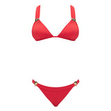 Zella Red Triangle Solid Bikini Top