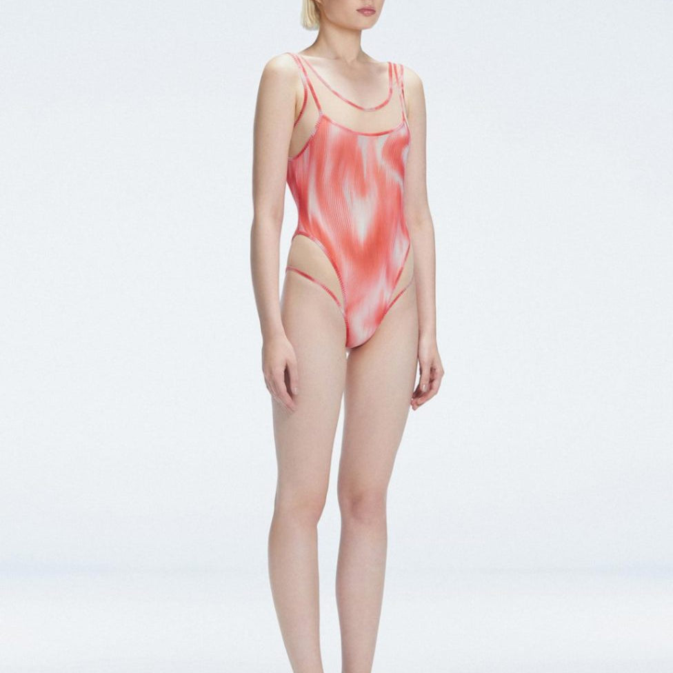 Calista Red Plunge Scoop Neck Swimsuit | Moeva | Swimsuit | Each week unveils new pieces—luxury swimwear, fluid resort silhouettes, and elevated summer-to-evening essentials designed to carry you from coastal escapes to city nights.