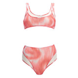 Rosalind Red Optical Scoop Neck 3D Print Bikini Top