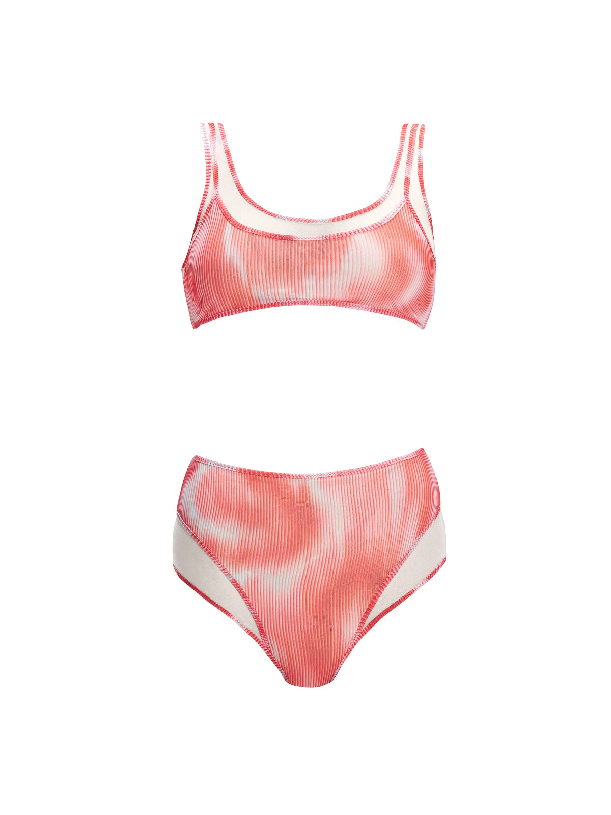 Rosalind Red Optical Scoop Neck 3D Print Bikini Top | Moeva | Bikini Top | Each week unveils new pieces—luxury swimwear, fluid resort silhouettes, and elevated summer-to-evening essentials designed to carry you from coastal escapes to city nights.