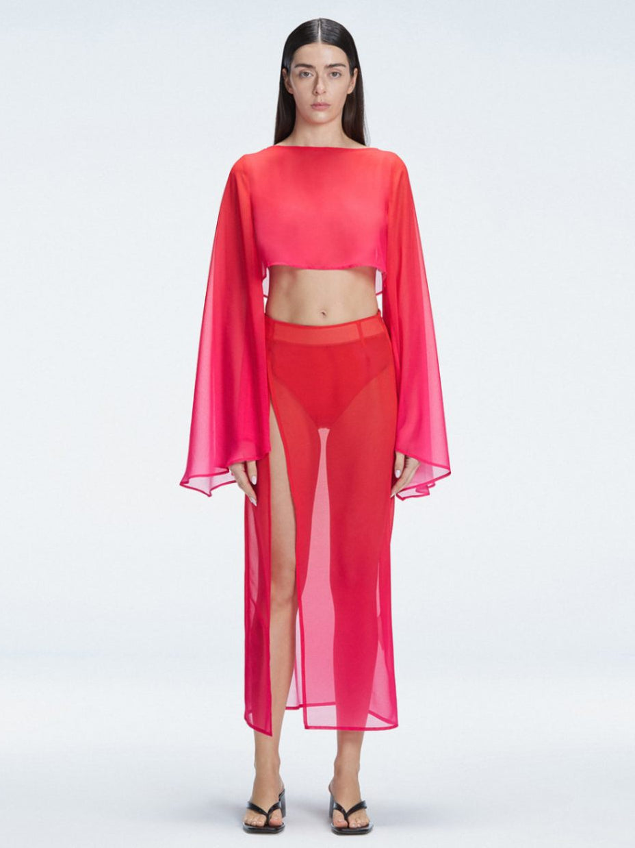 Tabitha Red Optical Maxi Skirt | Moeva | Skirt | Each week unveils new pieces—luxury swimwear, fluid resort silhouettes, and elevated summer-to-evening essentials designed to carry you from coastal escapes to city nights.