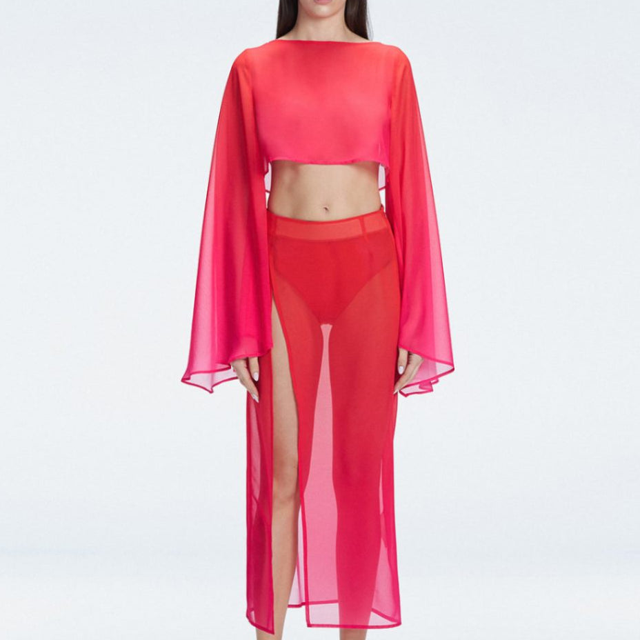 Tabitha Red Optical Maxi Skirt | Moeva | Skirt | Each week unveils new pieces—luxury swimwear, fluid resort silhouettes, and elevated summer-to-evening essentials designed to carry you from coastal escapes to city nights.