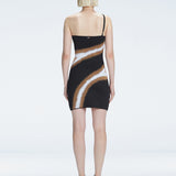 Back view of the adjustable strap on the Agatha Black Degraded Dress, illustrating its customizable fit.