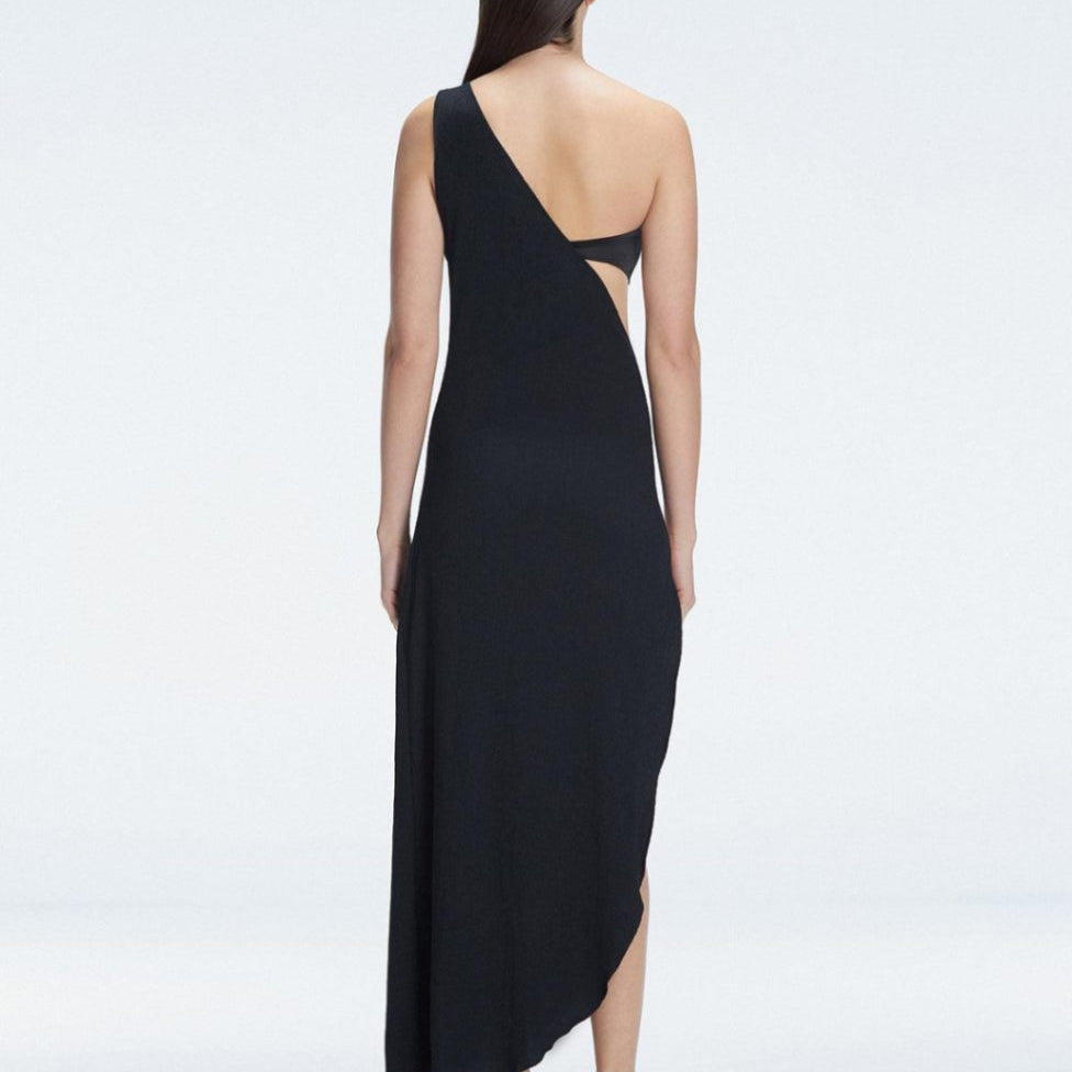 Coraline Black One Shoulder Asymetrical Maxi Dress | Moeva | Dress | Each week unveils new pieces—luxury swimwear, fluid resort silhouettes, and elevated summer-to-evening essentials designed to carry you from coastal escapes to city nights.
