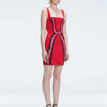 Side view of the Anais Red Dress, emphasizing its flattering silhouette.