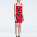 Side view of the Anais Red Dress, emphasizing its flattering silhouette.