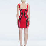 Back view of the adjustable straps on the Anais Red Degraded Dress, illustrating its customizable fit.