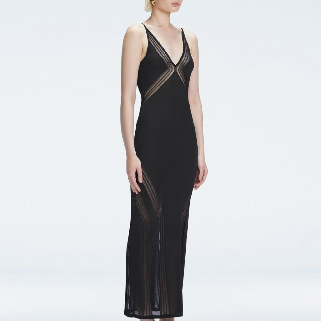 Odessa Black V Neck Knit Maxi Dress | Moeva | Dress | Each week unveils new pieces—luxury swimwear, fluid resort silhouettes, and elevated summer-to-evening essentials designed to carry you from coastal escapes to city nights.