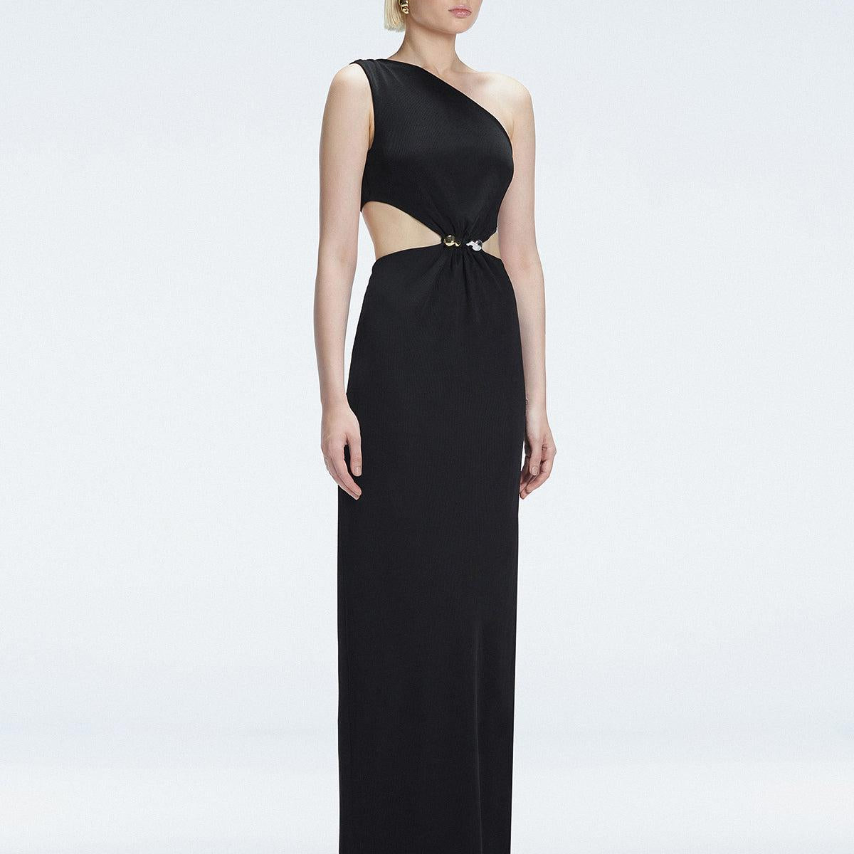 Violet Black One-Shoulder Textured Maxi Dress with Cut-Out Detail | Moeva | Dress | Each week unveils new pieces—luxury swimwear, fluid resort silhouettes, and elevated summer-to-evening essentials designed to carry you from coastal escapes to city nights.