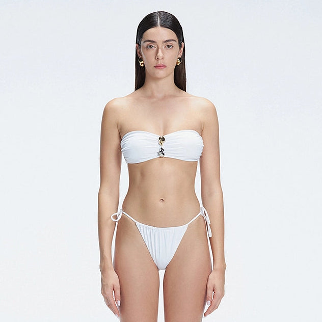 Ilana White Bandeu Full Coverage Piece Bikini Set | Moeva | Bikini Set | Each week unveils new pieces—luxury swimwear, fluid resort silhouettes, and elevated summer-to-evening essentials designed to carry you from coastal escapes to city nights.