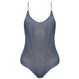 Tropezia Scoop Neck Blue Knitted Gold Chain Straps Swimsuit | Moeva | Swimsuit | Each week unveils new pieces—luxury swimwear, fluid resort silhouettes, and elevated summer-to-evening essentials designed to carry you from coastal escapes to city nights.